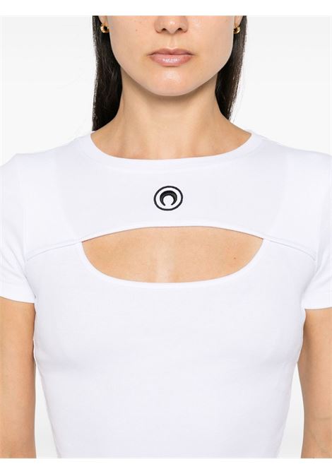 moon logo cut-out t-shirt woman white MARINE SERRE | WTT023A CJER0011WH10